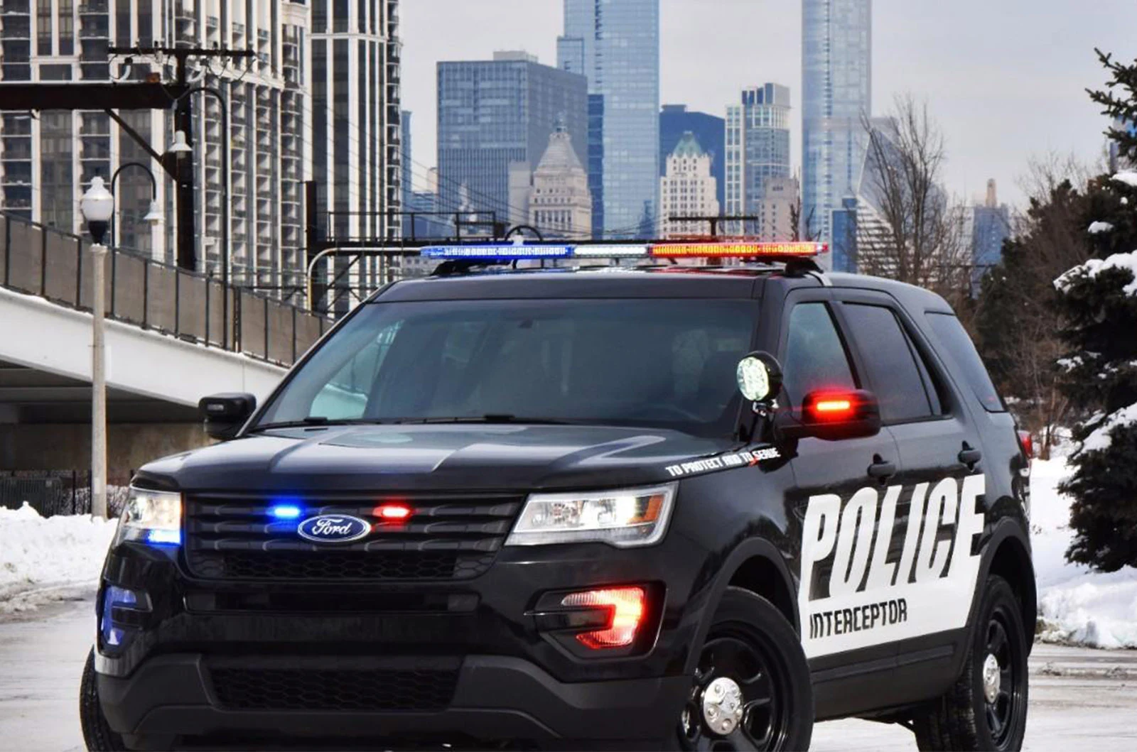 Police Interceptor on a city street